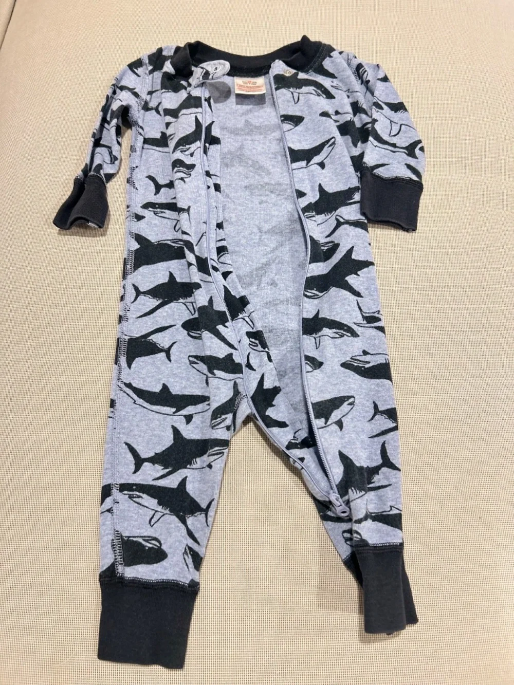 Hanna Andersson Navy Blue Shark Sleeper 6 to 9 Months - Picture 2 of 11